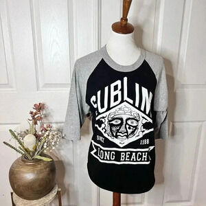 Sublime Womens‎ 2000's Baseball Band Tshirt Sz S M Cropped Y2K Reggae Rock Punk